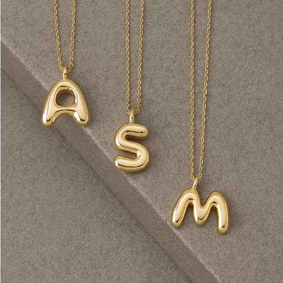 Gold Bubble Initial Necklace - Picture 3 of 3